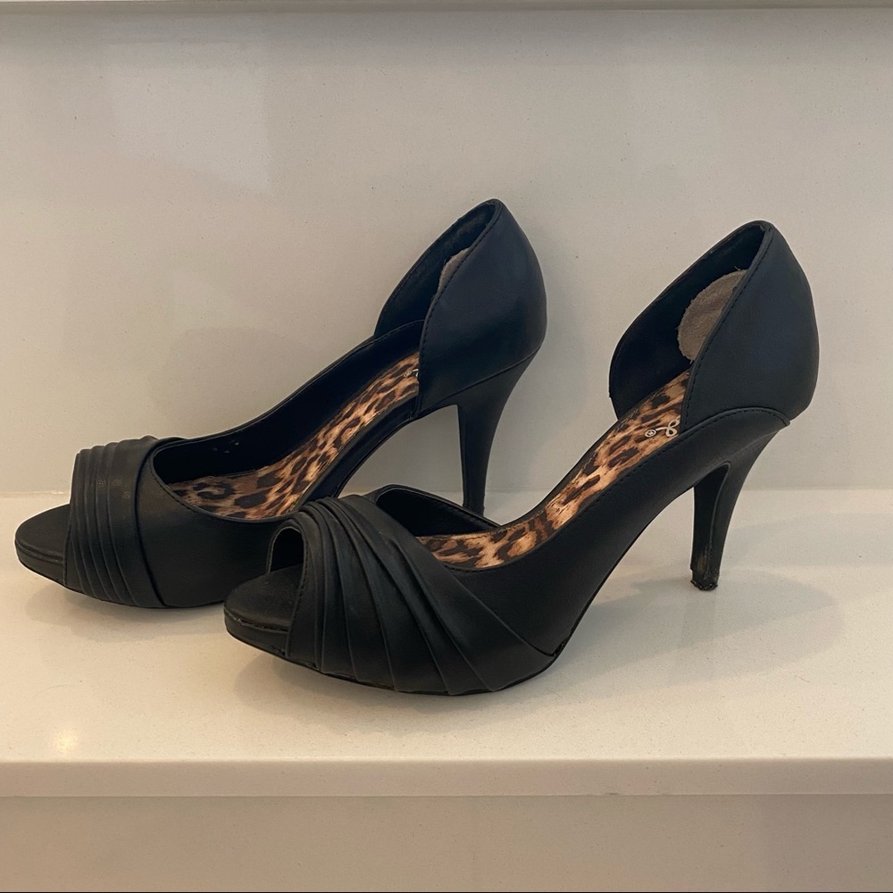 Black Open-Toed Heels. Size 8 1/2